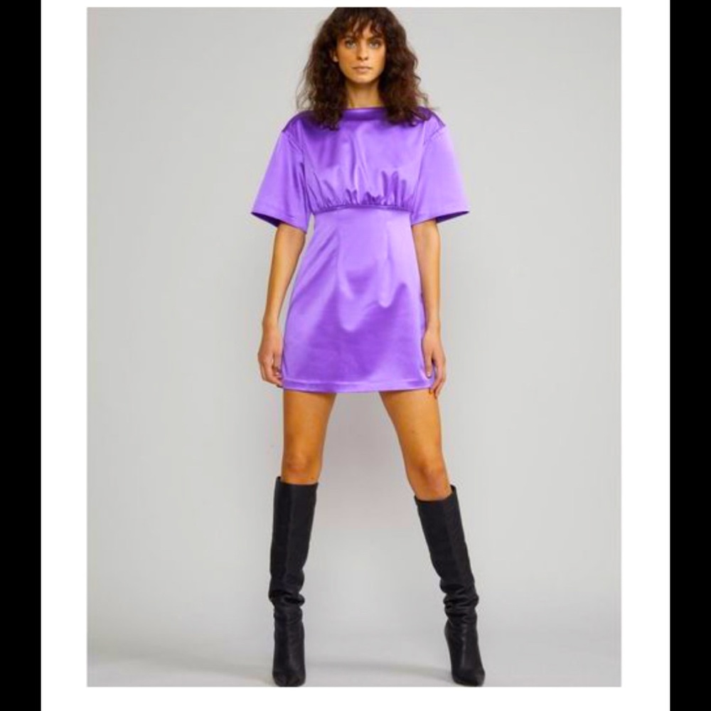 Cynthia Rowley Women's Purple Rush Stretch Satin Mini Dress